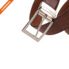 Men's Hand-Crafted Brown Reversible Split Leather Belt Embossed Stitch Strap