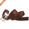 Men's Hand-Crafted Brown Reversible Split Leather Belt Embossed Stitch Strap