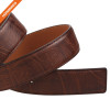 Men's Hand-Crafted Brown Reversible Split Leather Belt Embossed Stitch Strap