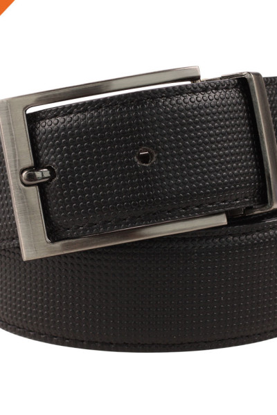 Men's Perforated Reversible Cowhide Leather Belt With Removable Buckle