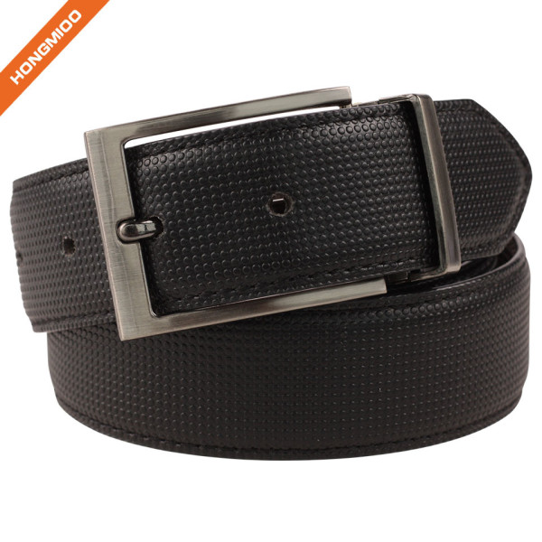 Men's Perforated Reversible Cowhide Leather Belt With Removable Buckle
