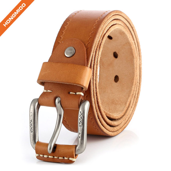 Imported Italy Cow Skin Full Grain Leather Belt With Zinc Alloy Pin Buckle