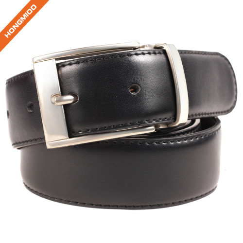 Men's Classic Dress Stitched Genuine Leather Uniform Pin Buckle Belt for Jeans