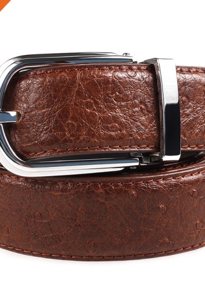 Men Genuine Leather Belt Black And Silver Single Prong Belt Buckle