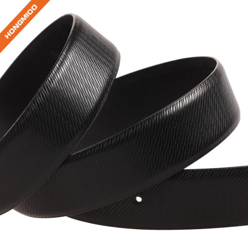 Men Plain Black Silver Nickle Single Prong Buckle Genuine Leather Belt Strap