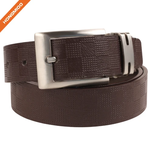 Hongmioo Custom Split Leather Plate Belt Shining Zinc Alloy Single Prong Buckle Strap