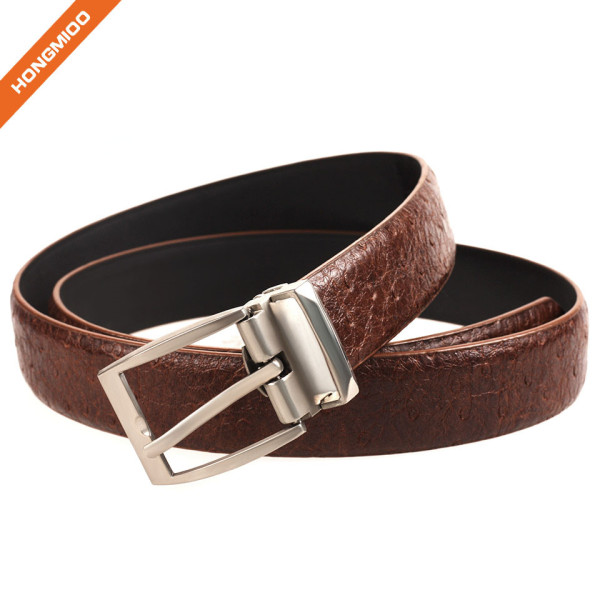 Retro Design Embossed Real Leather Belt Zinc Alloy Pin Buckle Strap