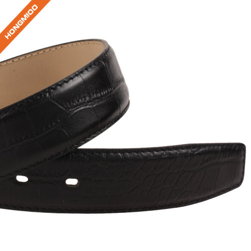 Hongmioo Two Sides Colours Embossed Pattern Genuine Leather 1.5 Inch Belt Black