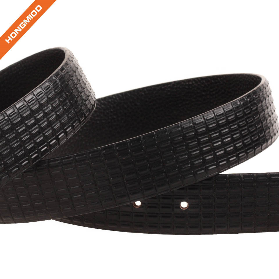 Men Thick Leather Belt Embossed Strap With Retro Brass ... side