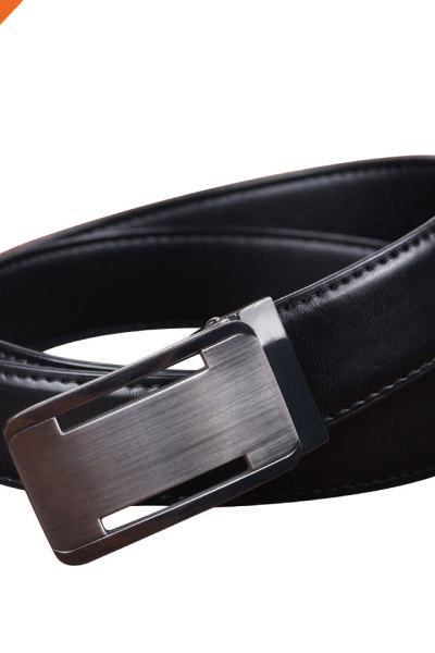 Italy Import Split Leather Metal Plaque Buckle Belt