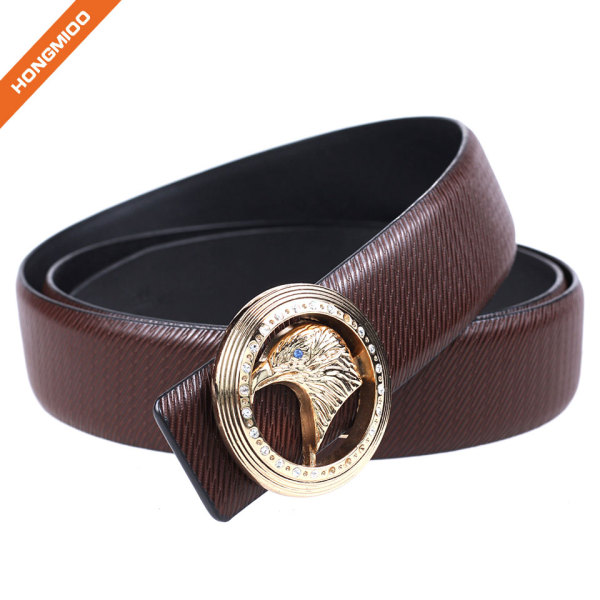 Factory Brown Split Leather Men Western Eagle Style Plate Buckle Belt