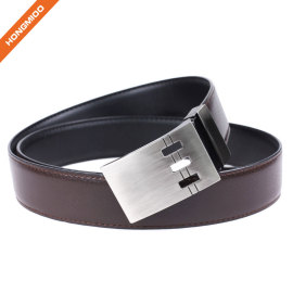 Simple Design Silver Plate Buckle Split Leather Belt Mens Waistband