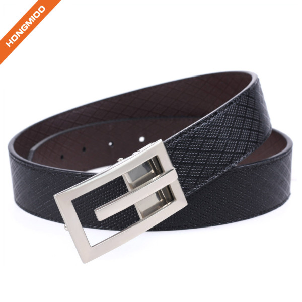 New Product Silver Plate Buckle Genuine Leather Belt for Men