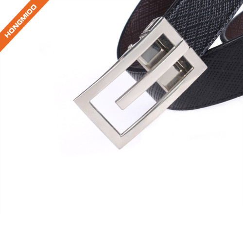 New Product Silver Plate Buckle Genuine Leather Belt for Men