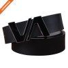 Leisure Split Leather Belts Removable Letter V Plate Buckle Waist Belt 1.5" Width
