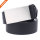 Mens Fashion Gift Black Genuine Leather Wide Belt with Silver Plaque Buckle