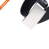 Mens Fashion Gift Black Genuine Leather Wide Belt with Silver Plaque Buckle