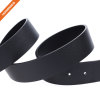 Mens Fashion Gift Black Genuine Leather Wide Belt with Silver Plaque Buckle