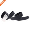 Mens Fashion Gift Black Genuine Leather Wide Belt with Silver Plaque Buckle