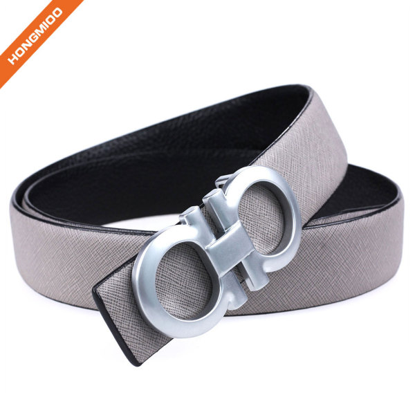 Hongmioo Double Ring Split Leather Wide Belt With Sleek Silver Plate Buckle