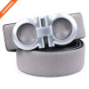 Hongmioo Double Ring Split Leather Wide Belt With Sleek Silver Plate Buckle