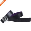Gentlemen Waistband Luxury Genuine Leather Black Dress Belt With Round Plaque Buckle