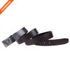 Daily Dress Wide Genuine Leather Belt with Smooth Silver Plaque Buckle