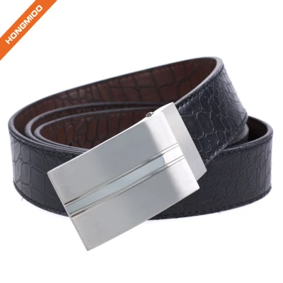 Durable Men's Genuine Leather Belt Fashion Designer Classic Plaque Pin Buckle Belt