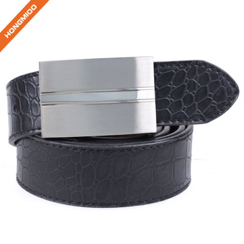 Durable Men's Genuine Leather Belt Fashion Designer Classic Plaque Pin Buckle Belt