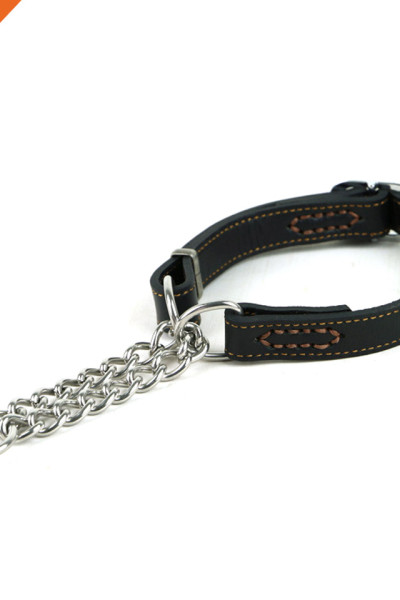 Pet Supplies Adjustable Length Black Leather Dog Collar
