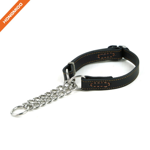 Pet Supplies Adjustable Length Black Leather Dog Collar