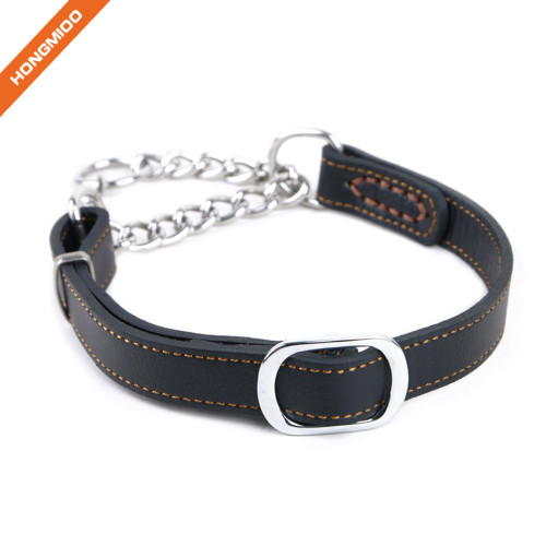 Pet Supplies Adjustable Length Black Leather Dog Collar