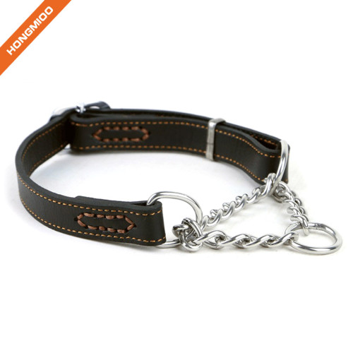 Pet Supplies Adjustable Length Black Leather Dog Collar