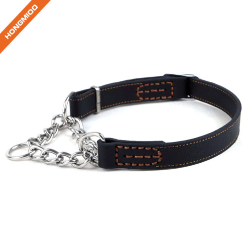 Pet Supplies Adjustable Length Black Leather Dog Collar