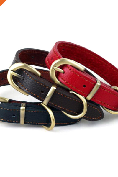 Comfort High Quality Golden Buckle Genuine Leather Dog Collar