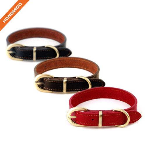 Comfort High Quality Golden Buckle Genuine Leather Dog Collar