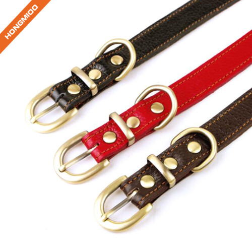 Comfort High Quality Golden Buckle Genuine Leather Dog Collar