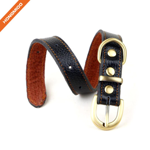 Comfort High Quality Golden Buckle Genuine Leather Dog Collar