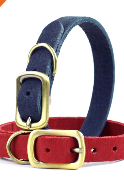Strong Texture Golden Pin Buckle Microfiber Dog Collar