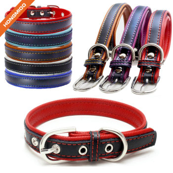 Colorful Strap Leather Fancy Sliver Pin Buckle Dog Collar