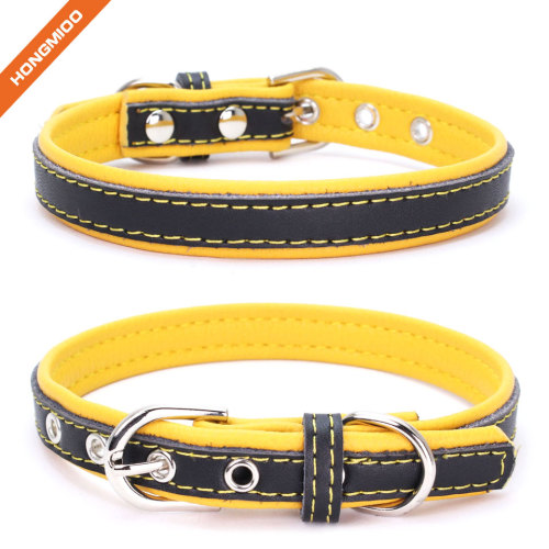 Colorful Strap Leather Fancy Sliver Pin Buckle Dog Collar