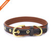 Fancy Color Western Style Golden Pin Buckle Leather Dog Collar