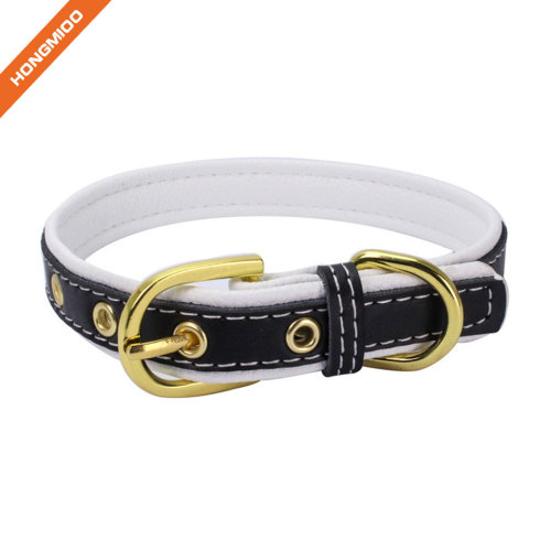Fancy Color Western Style Golden Pin Buckle Leather Dog Collar