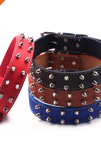 Luxury Metal Studded Pin Buckle Unique Designer Leather Dog Collar