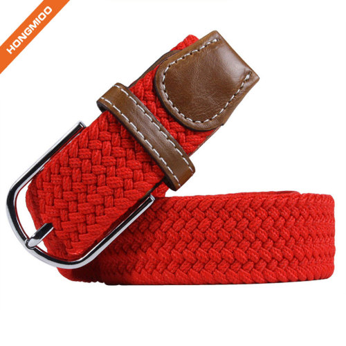 Fashion Colorful Elastic Braided Polyester Belt With Pin Buckle