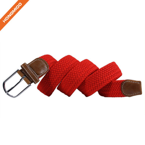 Fashion Colorful Elastic Braided Polyester Belt With Pin Buckle