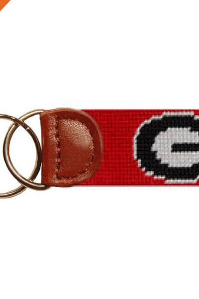 Hongmioo Handcraft Needlepoint Small Pocket Key Fob Real Leather Key Chain