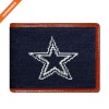 Classical American Flag Needlepoint Design Wallet Top Grain Leather Purse