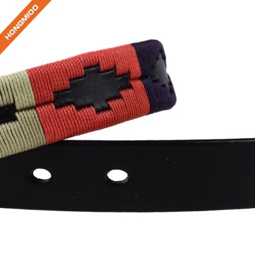 Simple Design Mens Genuine Leather Mix Color Embroidery Belts