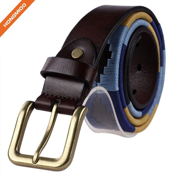 Handmade Brown Genuine Leather Embroidery Pattern Belts...